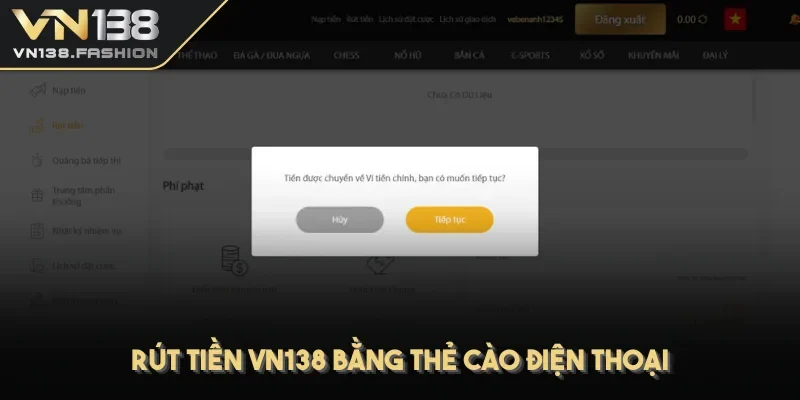 Rút tiền VN138 bằng thẻ cào điện thoại