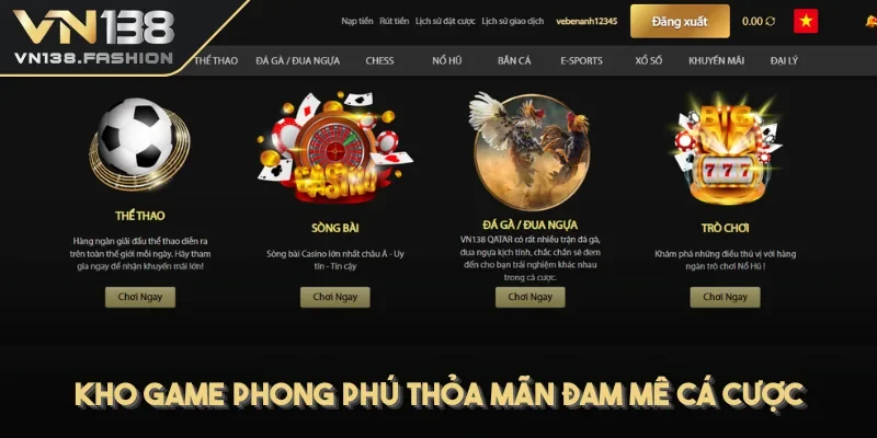 Kho game phong phú thỏa mãn đam mê cá cược